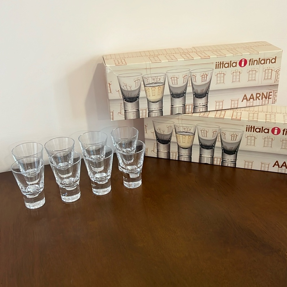 Iittala Finland Goran Hongell Ahlstrom AARNE Shot glasses (x8)